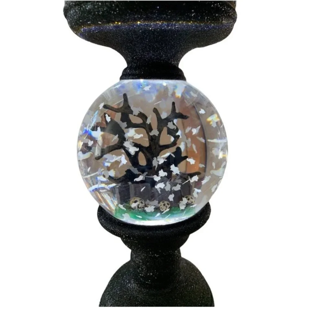 Halloween Water Snow Globe 3- Wick Candle Holder Bath & Body Works EUC